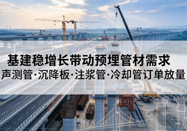石棉基建稳增长带动预埋监测管材需求，声测管、沉降板、注浆管订单持续放量
